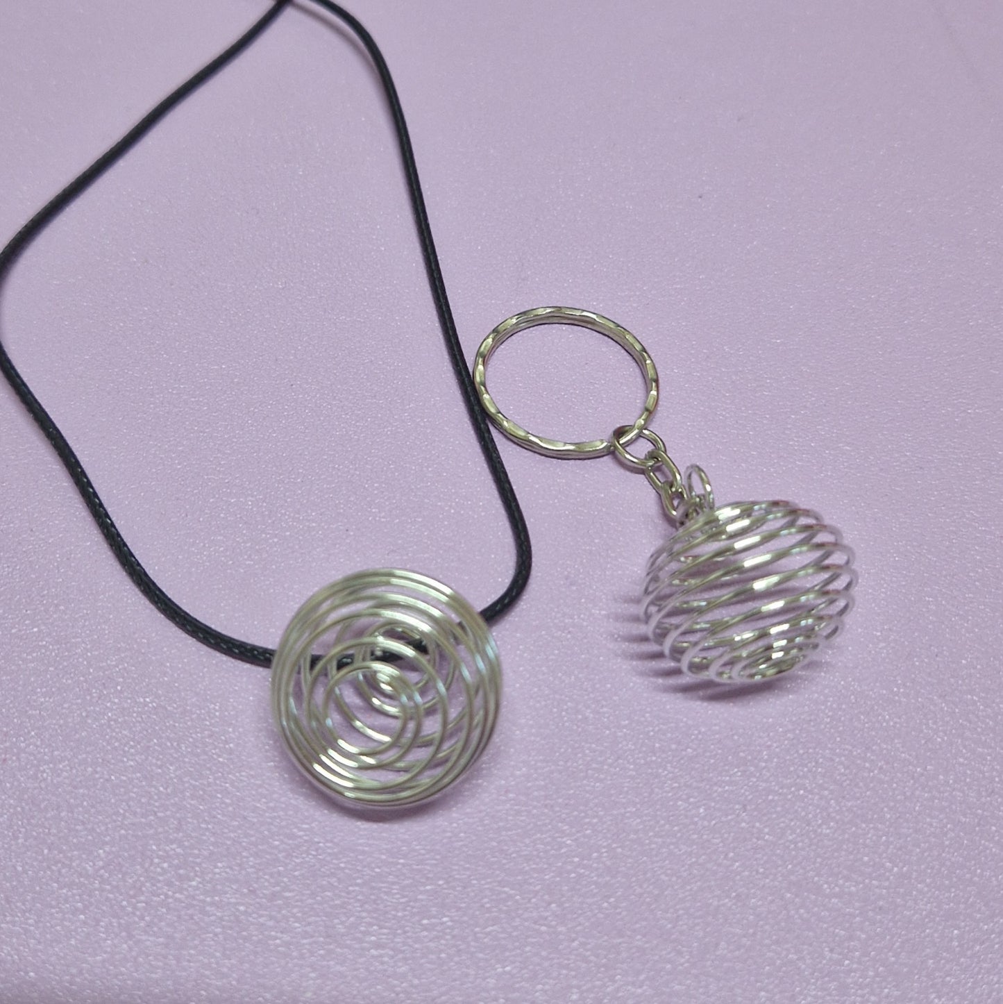 Tumble stone Cage necklace and keychain