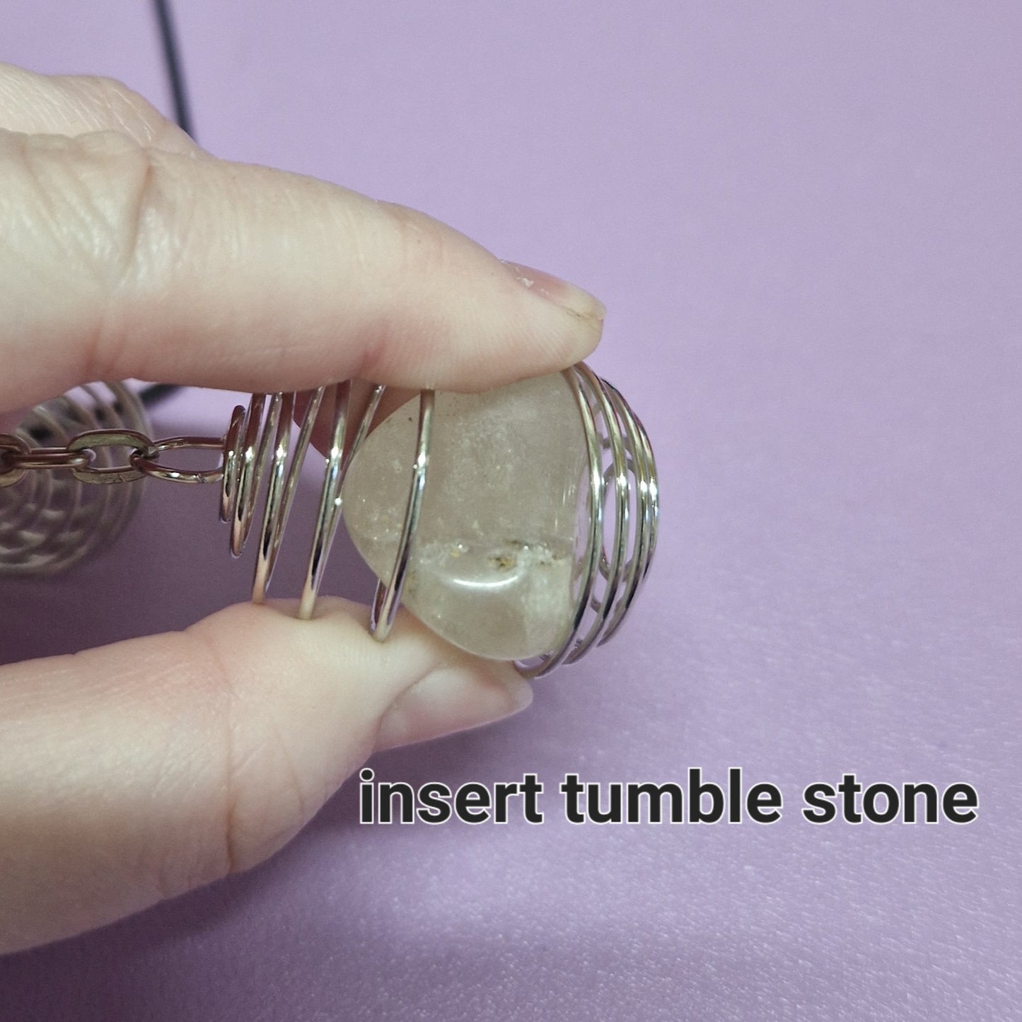 Tumble stone Cage necklace and keychain