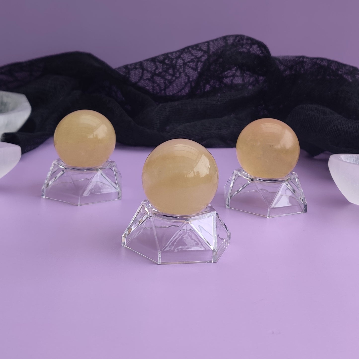 Small Honey Calcite Sphere with stand