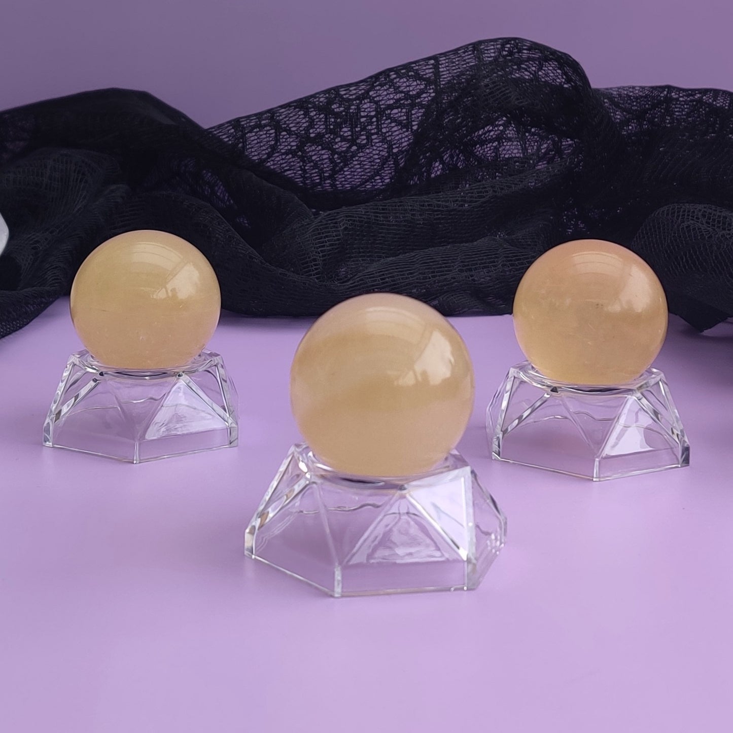 Small Honey Calcite Sphere with stand