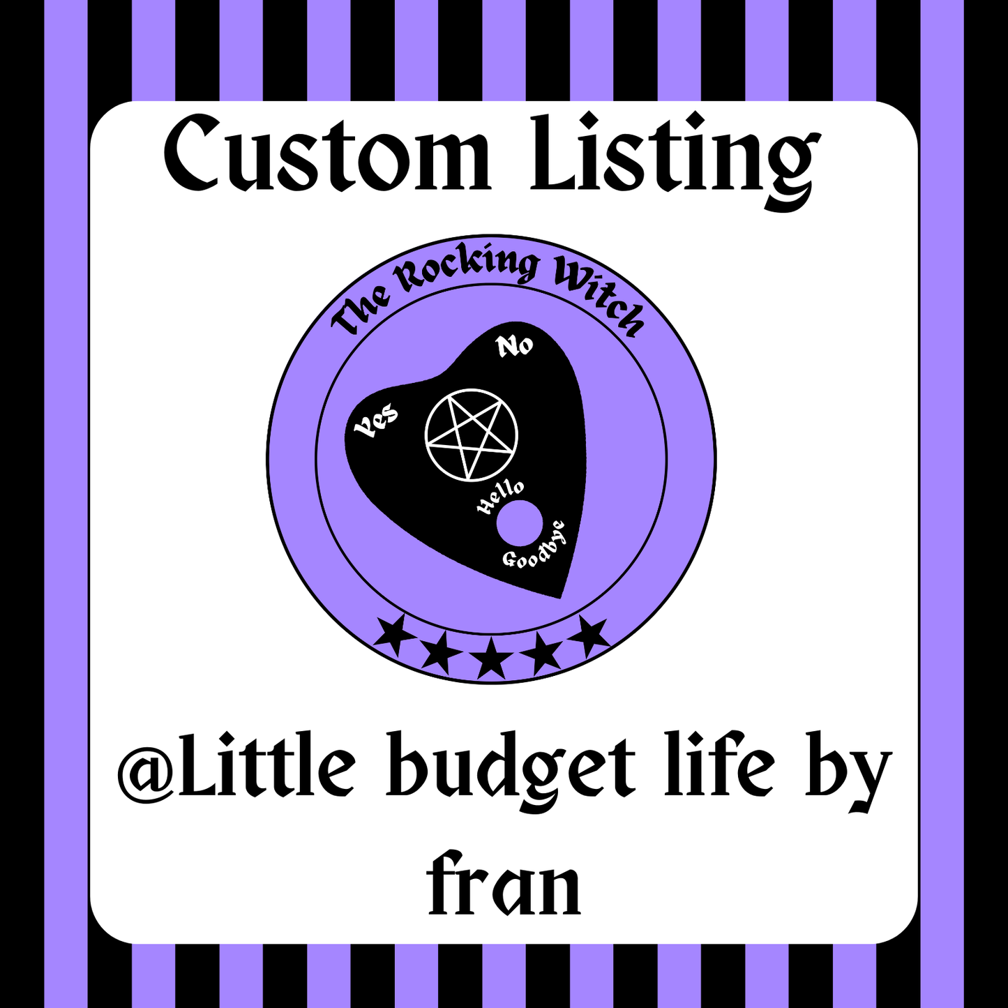custom listing for @ little budget life by fran