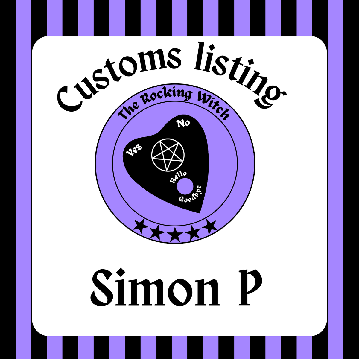 Custom listing for Simon P