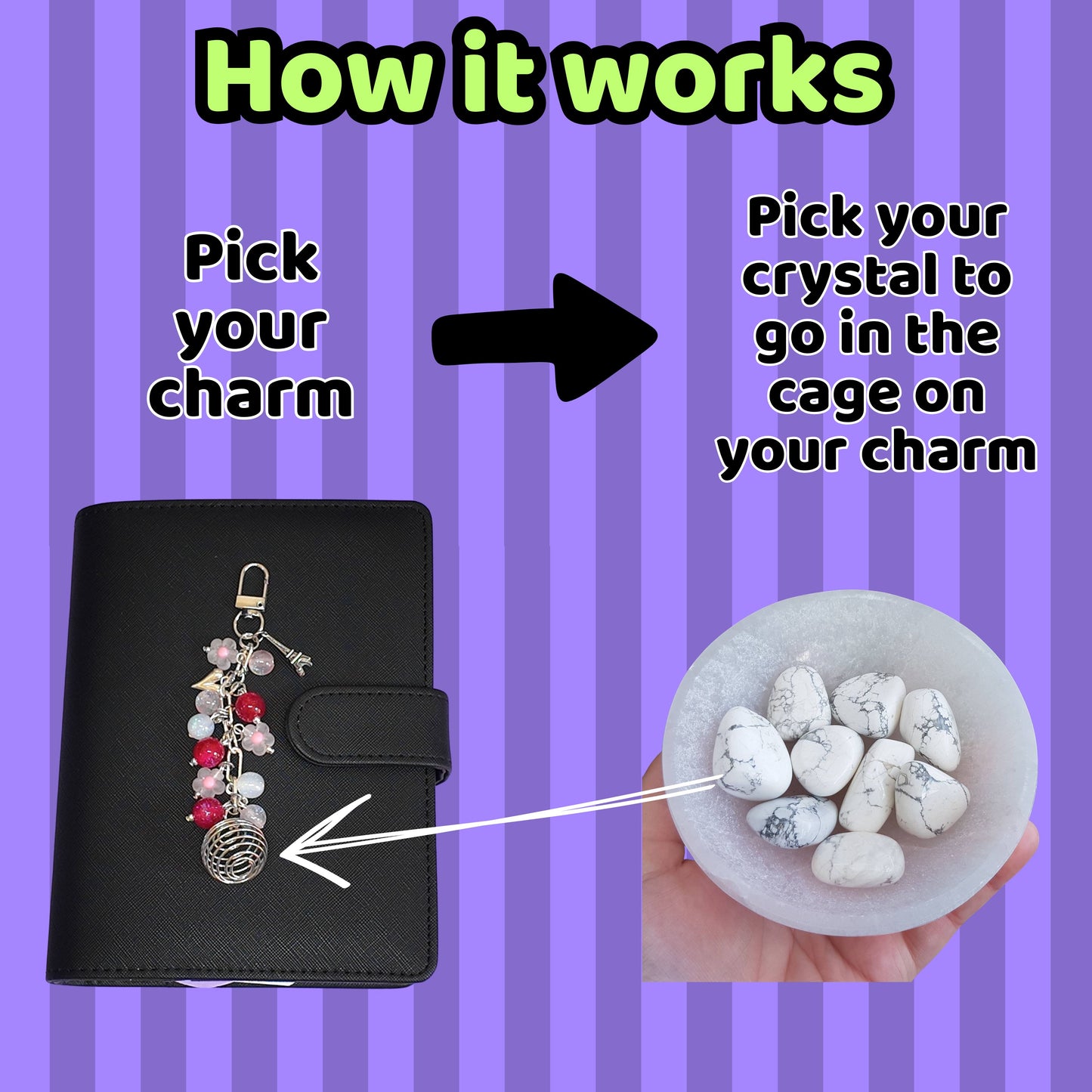 Crystal cage binder charm