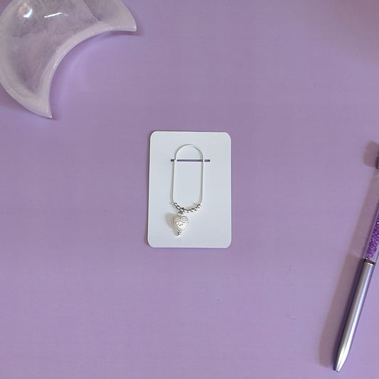 Pearl heart paperclip charm