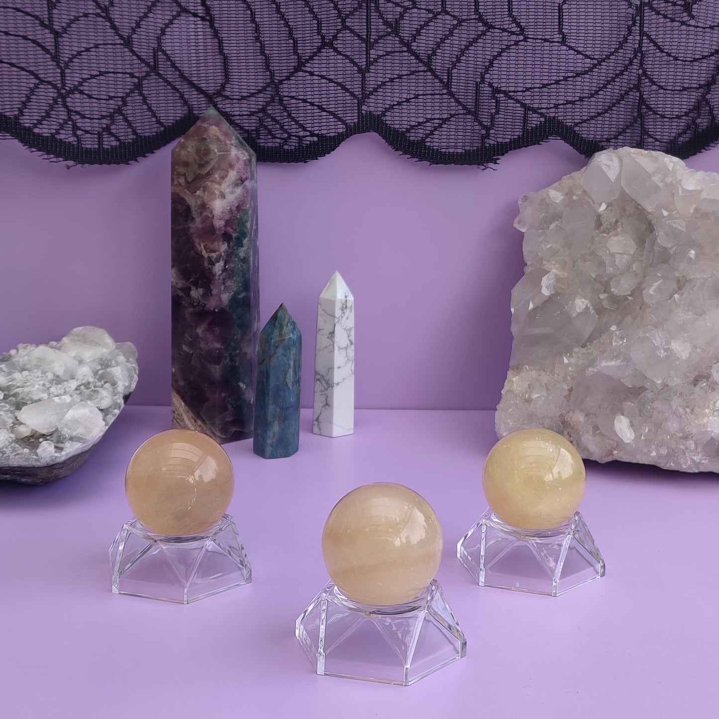 Small Honey Calcite Sphere with stand