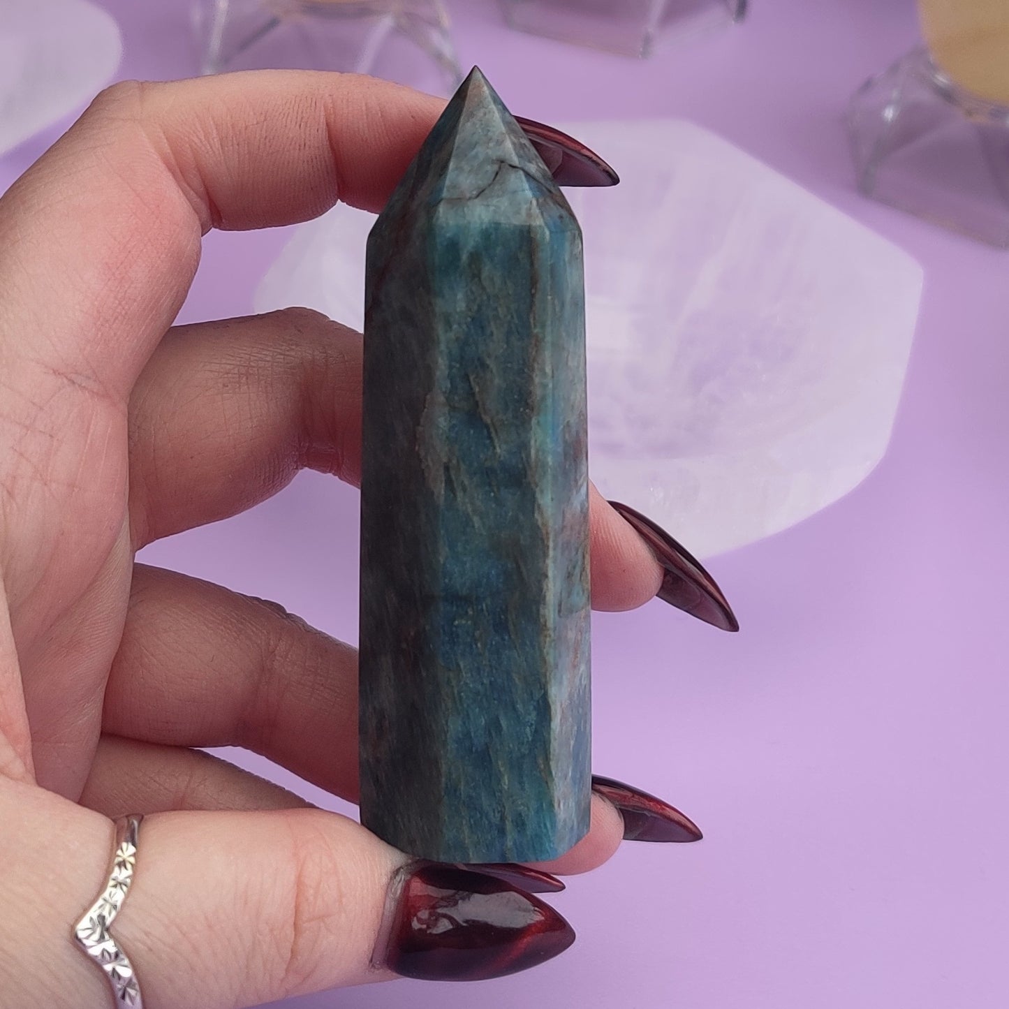 Blue Apatite & Aura Howlite Towers