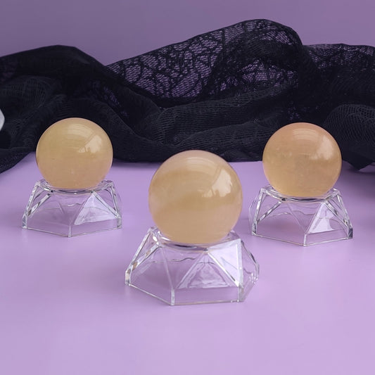 Small Honey Calcite Sphere with stand