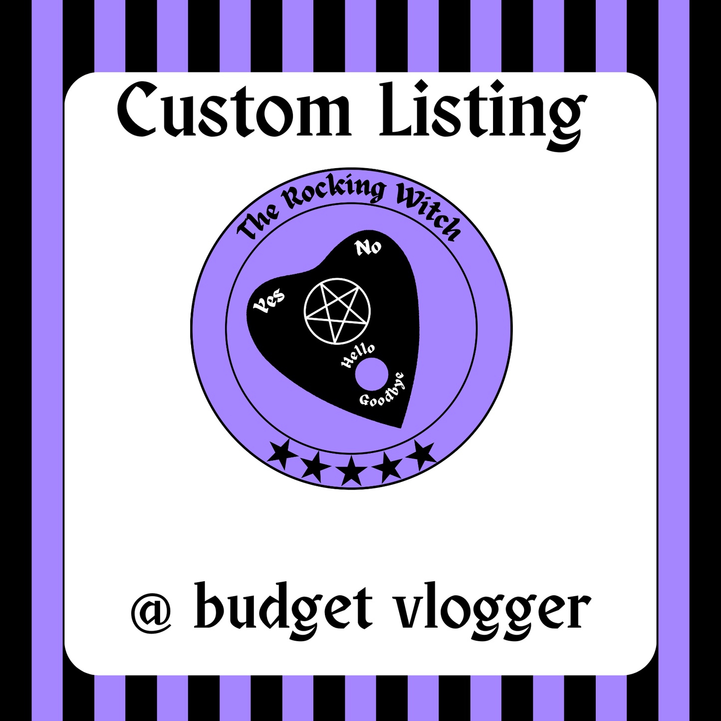 Custom listing for @ budget vlogger