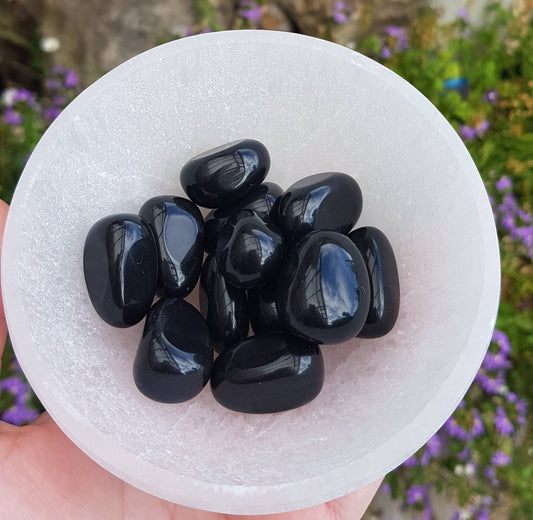 Black obsidian tumble stone