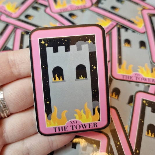 The Tower Tarot card vinyl sticker